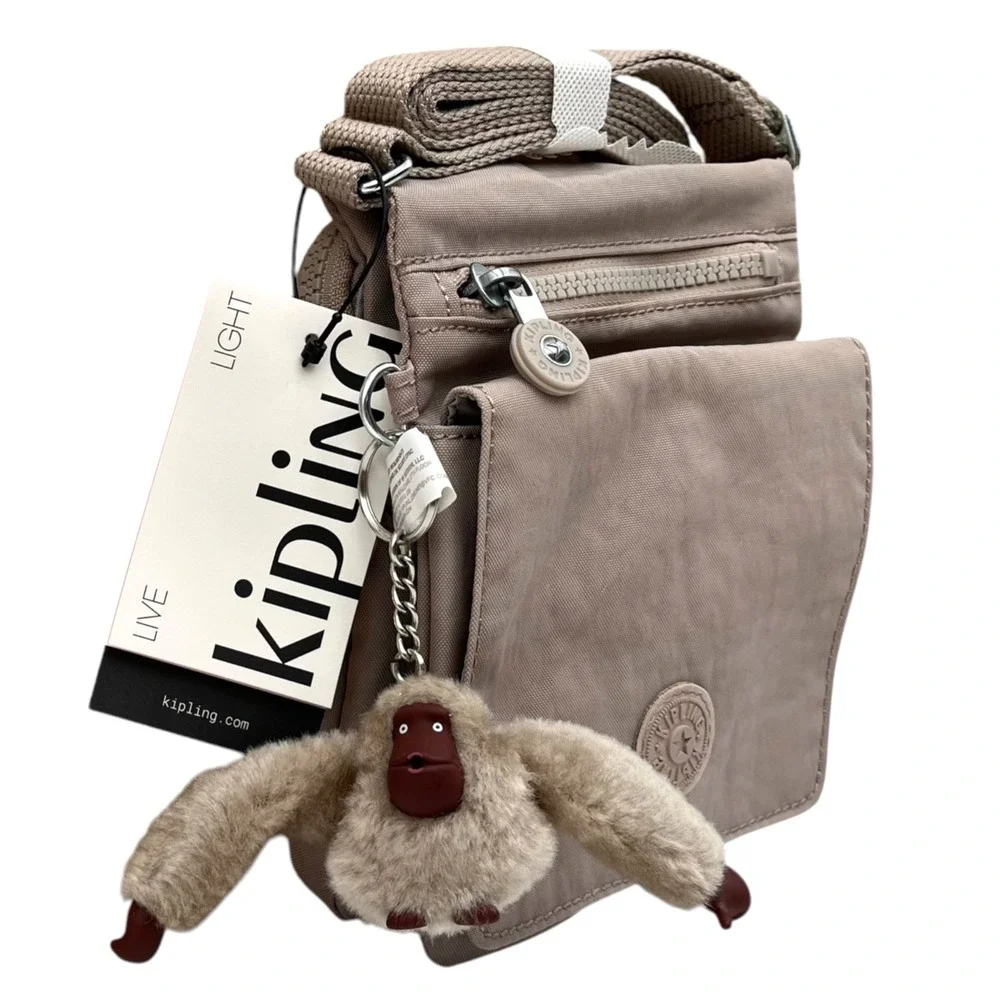 Kipling Eldorado Women's Small Nylon Crossbody Bag Tan Beige Water Resistant